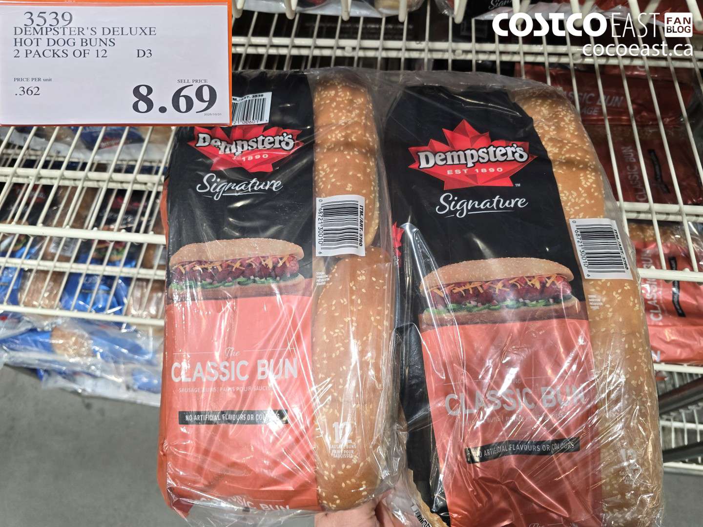3539 DEMPSTER'S DELUXE HOT DOG BUNS 2 PACKS OF 12 $8.69