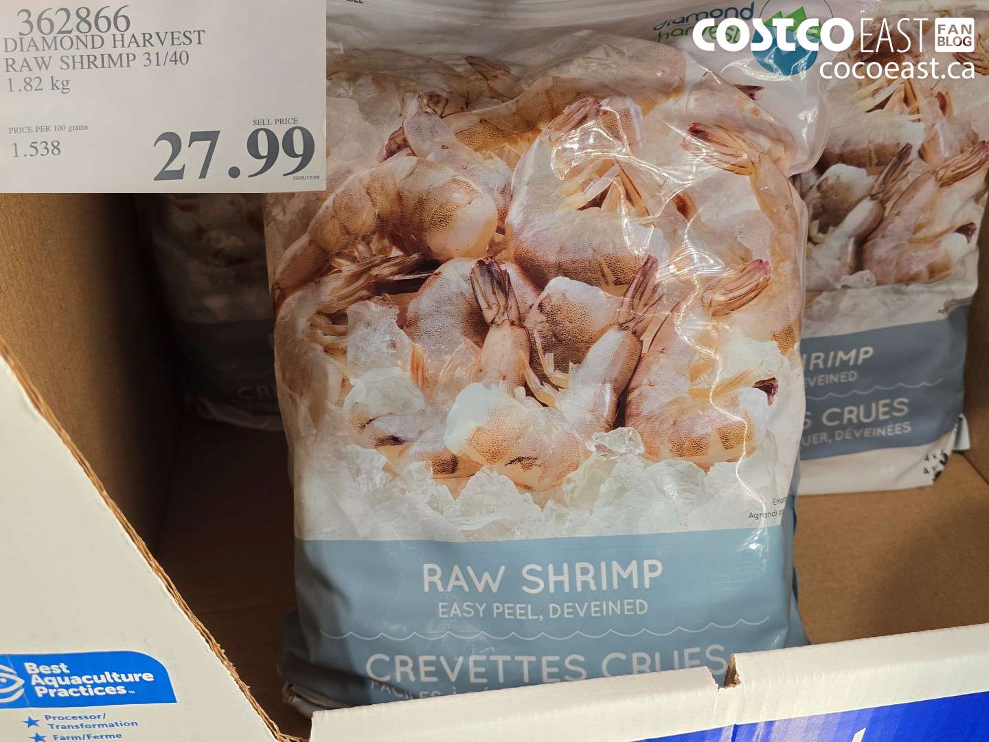 362866 DIAMOND HARVEST RAW SHRIMP 31/40 1.82 kg $27.99