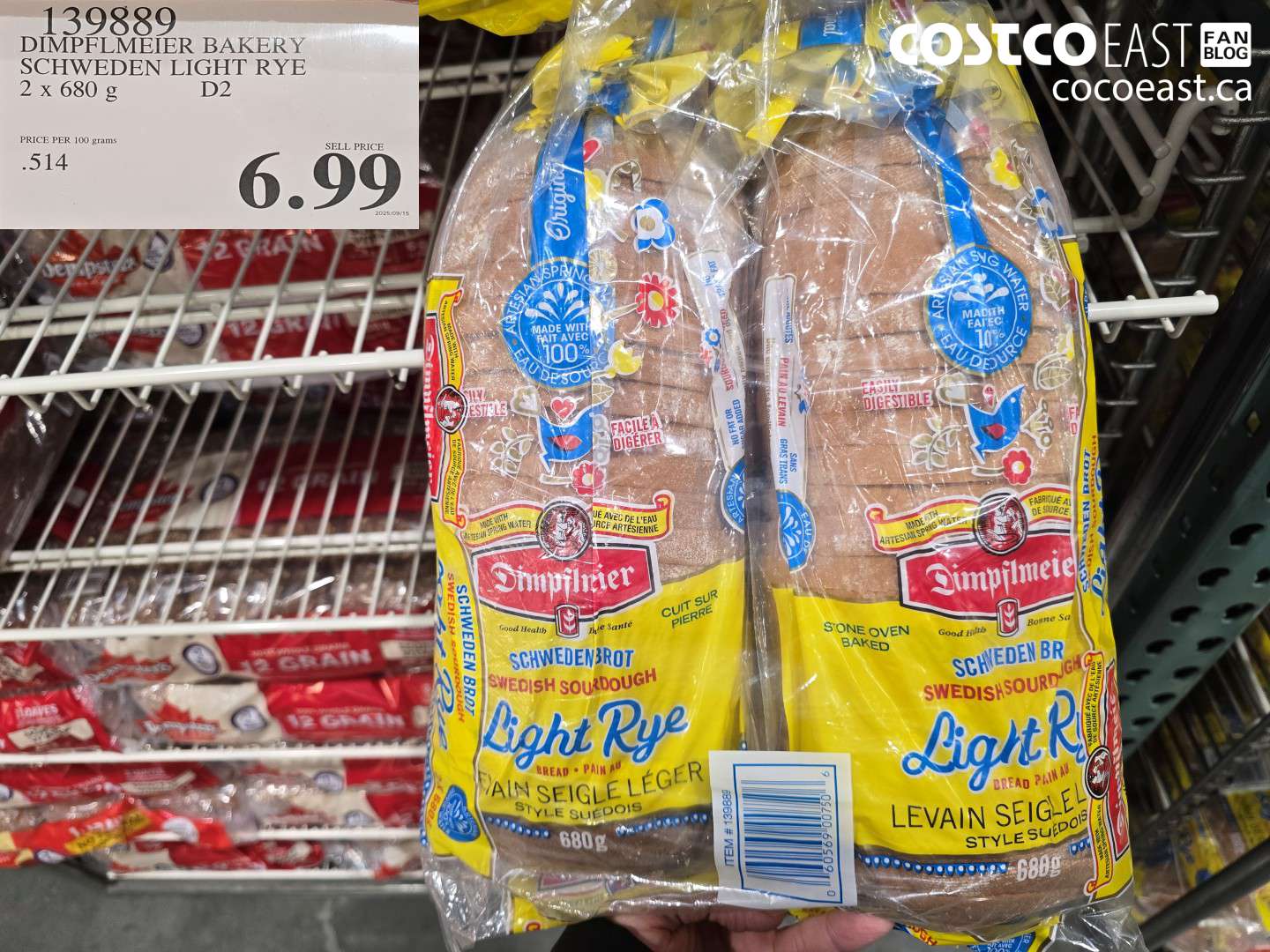139889 DIMPFLMEIER BAKERY SCHWEDEN LIGHT RYE 2 X 680G $6.99