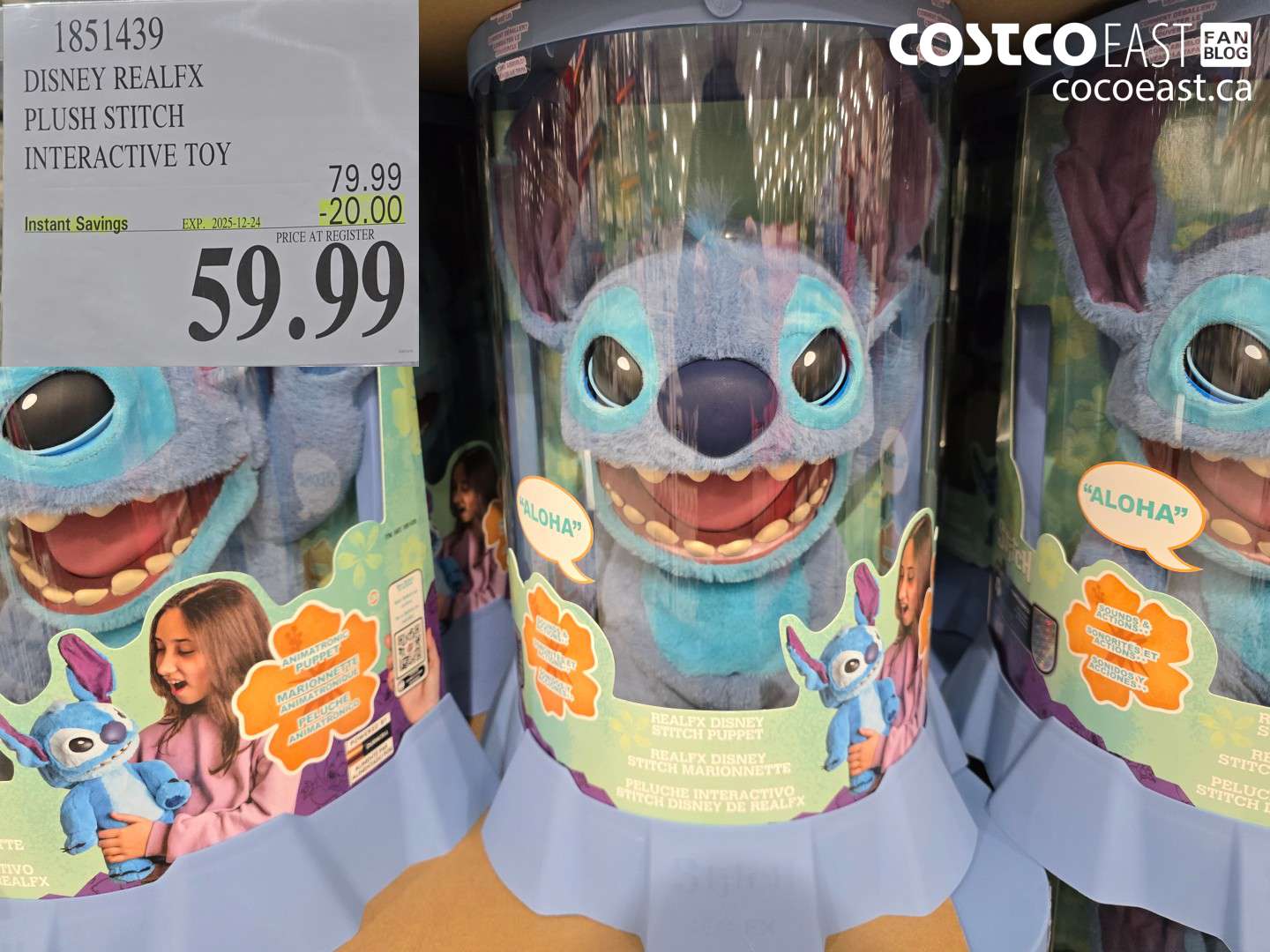 1851439 DISNEY REALFX PLUSH STITCH INTERACTIVE TOY ($20.00 INSTANT SAVINGS EXPIRES ON 2025-12-24) $59.99