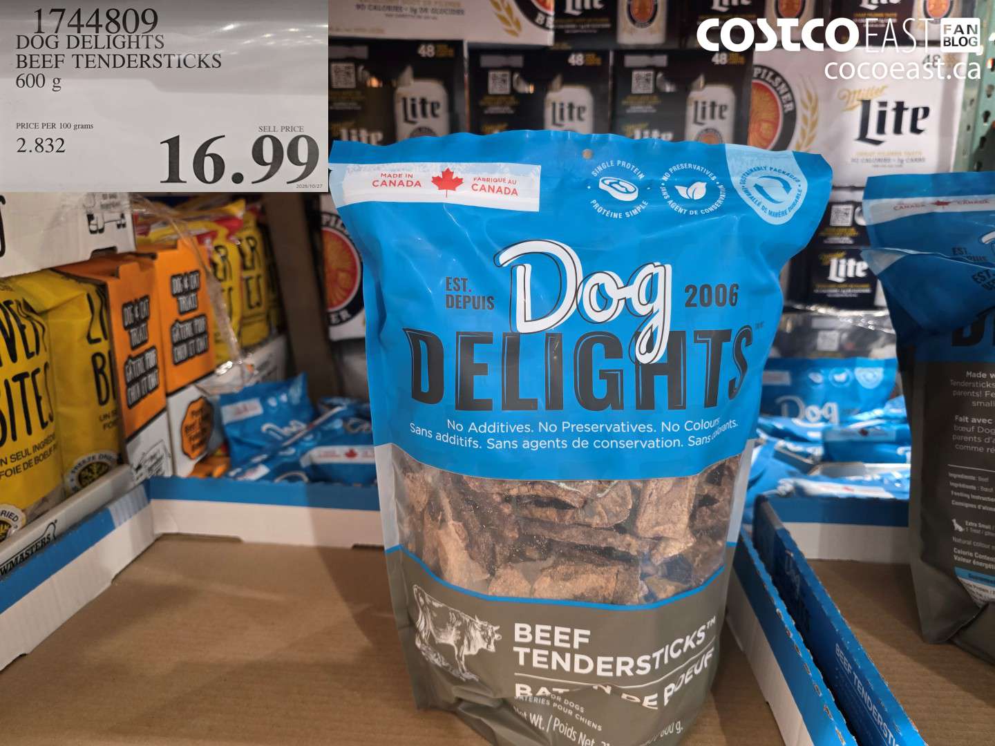 1744809 DOG DELIGHTS BEEF TENDERSTICKS 600 G $16.99