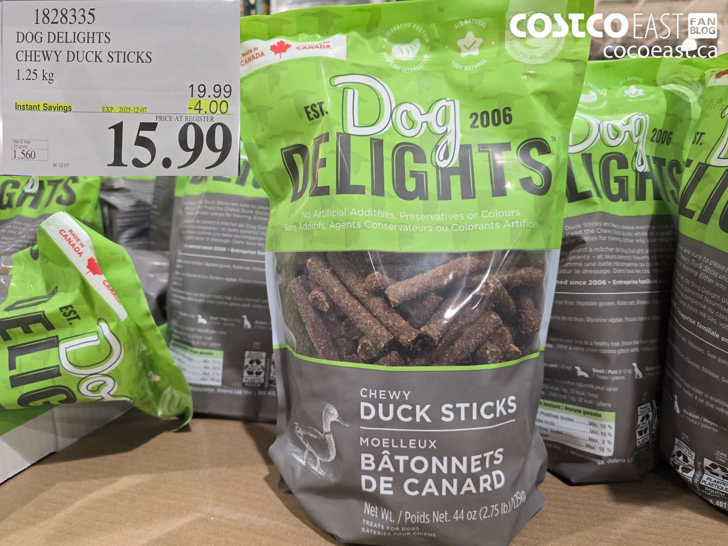1828335 DOG DELIGHTS CHEWY DUCK STICKS 1.25 KG ($4.00 INSTANT SAVINGS EXPIRES ON 2025-12-07) $15.99