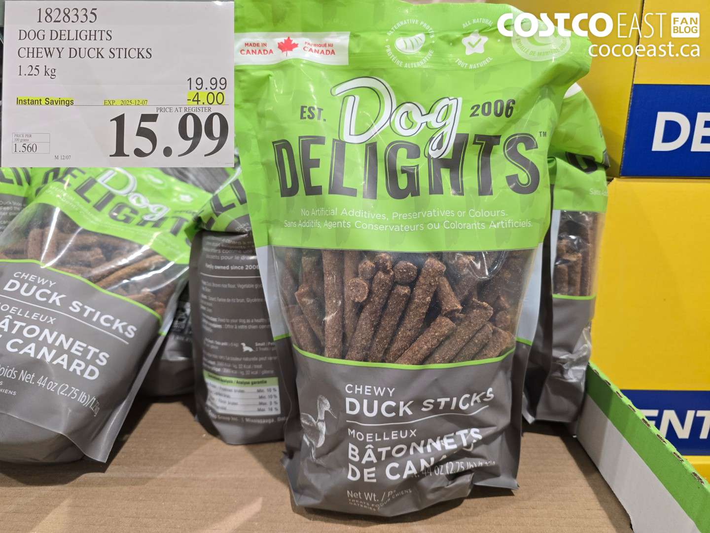 1828335 DOG DELIGHTS CHEWY DUCK STICKS 1.25 KG ($4.00 INSTANT SAVINGS EXPIRES ON 2025-12-07) $15.99