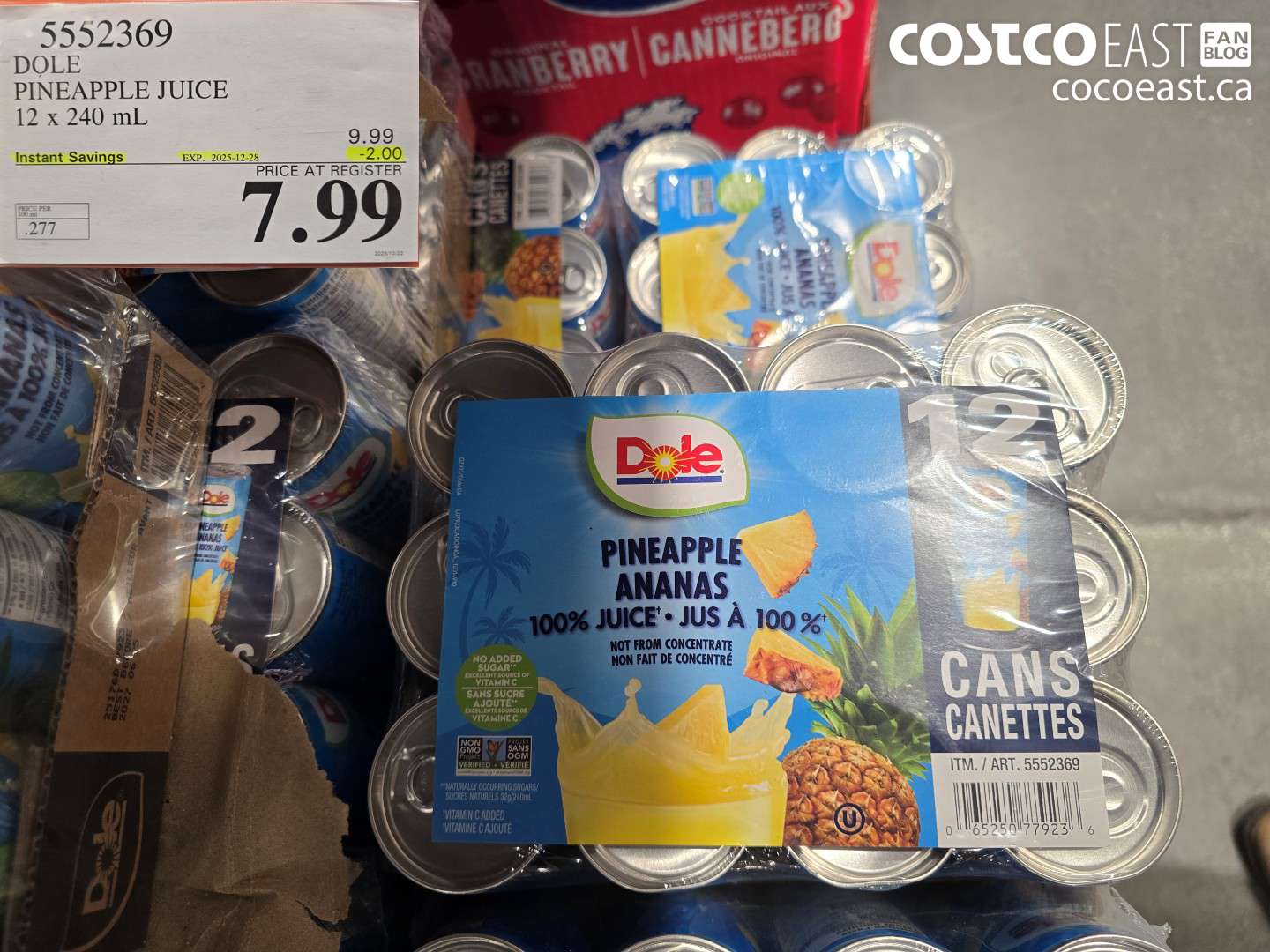 5552369 DOLE PINEAPPLE JUICE 12 x 240 mL ($2.00 INSTANT SAVINGS EXPIRES ON 2025-12-28) $7.99