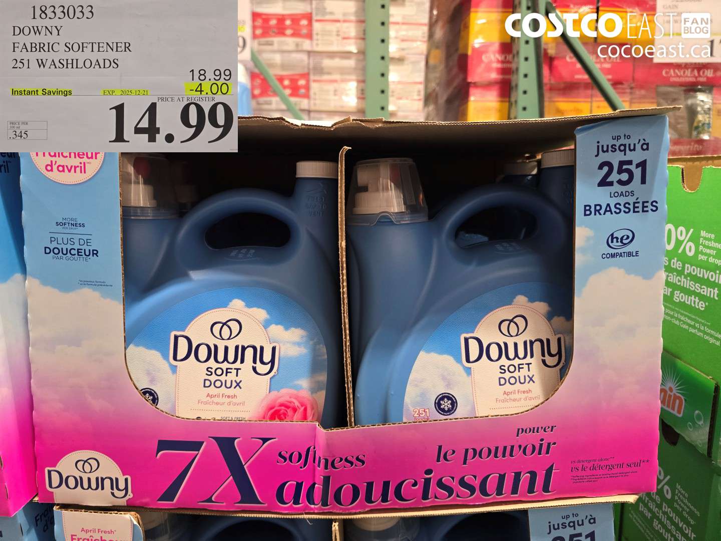 1833033 DOWNY FABRIC SOFTENER 251 WASHLOADS ($4.00 INSTANT SAVINGS EXPIRES ON 2025-12-21) $14.99