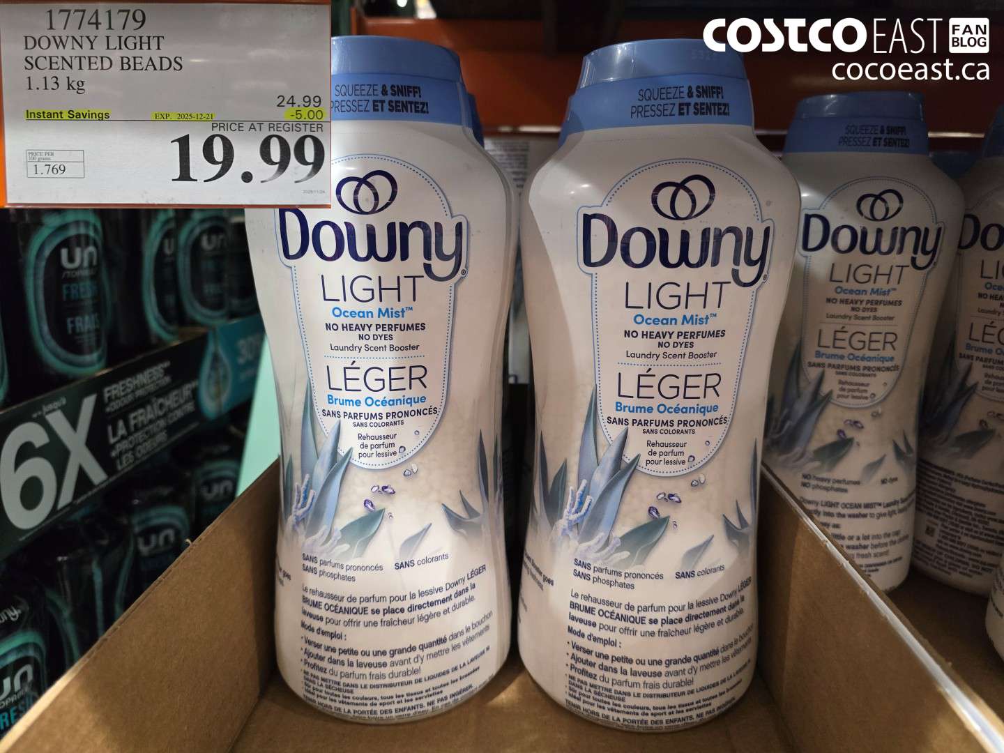 1774179 DOWNY LIGHT SCENTED BEADS 1.13 G ($5.00 INSTANT SAVINGS EXPIRES ON 2025-12-21) $19.99