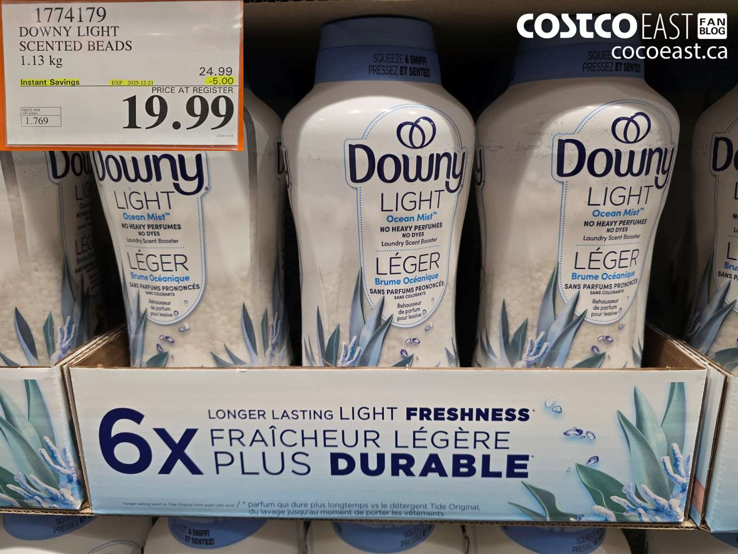 1774179 DOWNY LIGHT SCENTED BEADS 1.13 G ($5.00 INSTANT SAVINGS EXPIRES ON 2025-12-21) $19.99