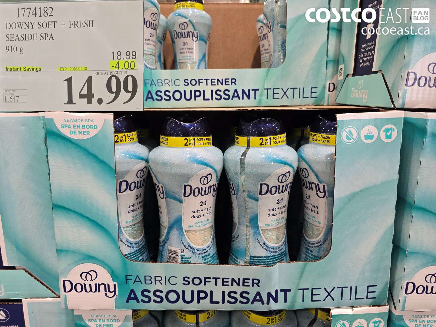 1774182 DOWNY SOFT + FRESH SEASIDE SPA 910 G ($4.00 INSTANT SAVINGS EXPIRES ON 2026-01-18) $14.99