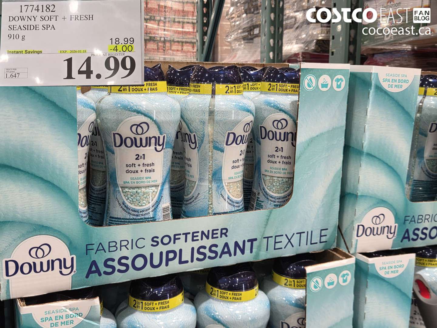 1774182 DOWNY SOFT + FRESH SEASIDE SPA 910 G ($4.00 INSTANT SAVINGS EXPIRES ON 2026-01-18) $14.99