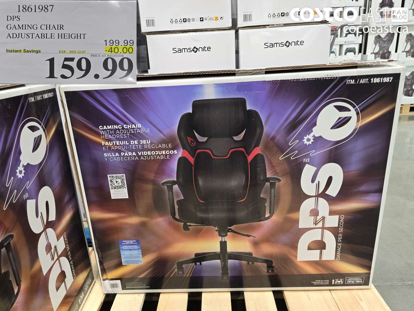 1861987 DPS GAMING CHAIR ADJUSTABLE HEIGHT ($40.00 INSTANT SAVINGS EXPIRES ON 2025-12-07) $159.99