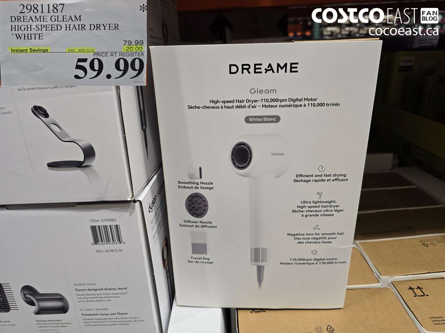 2981187 DREAME GLEAM HIGH-SPEED HAIR DRYER WHITE ($20.00 INSTANT SAVINGS EXPIRES ON 2025-12-21) $59.99