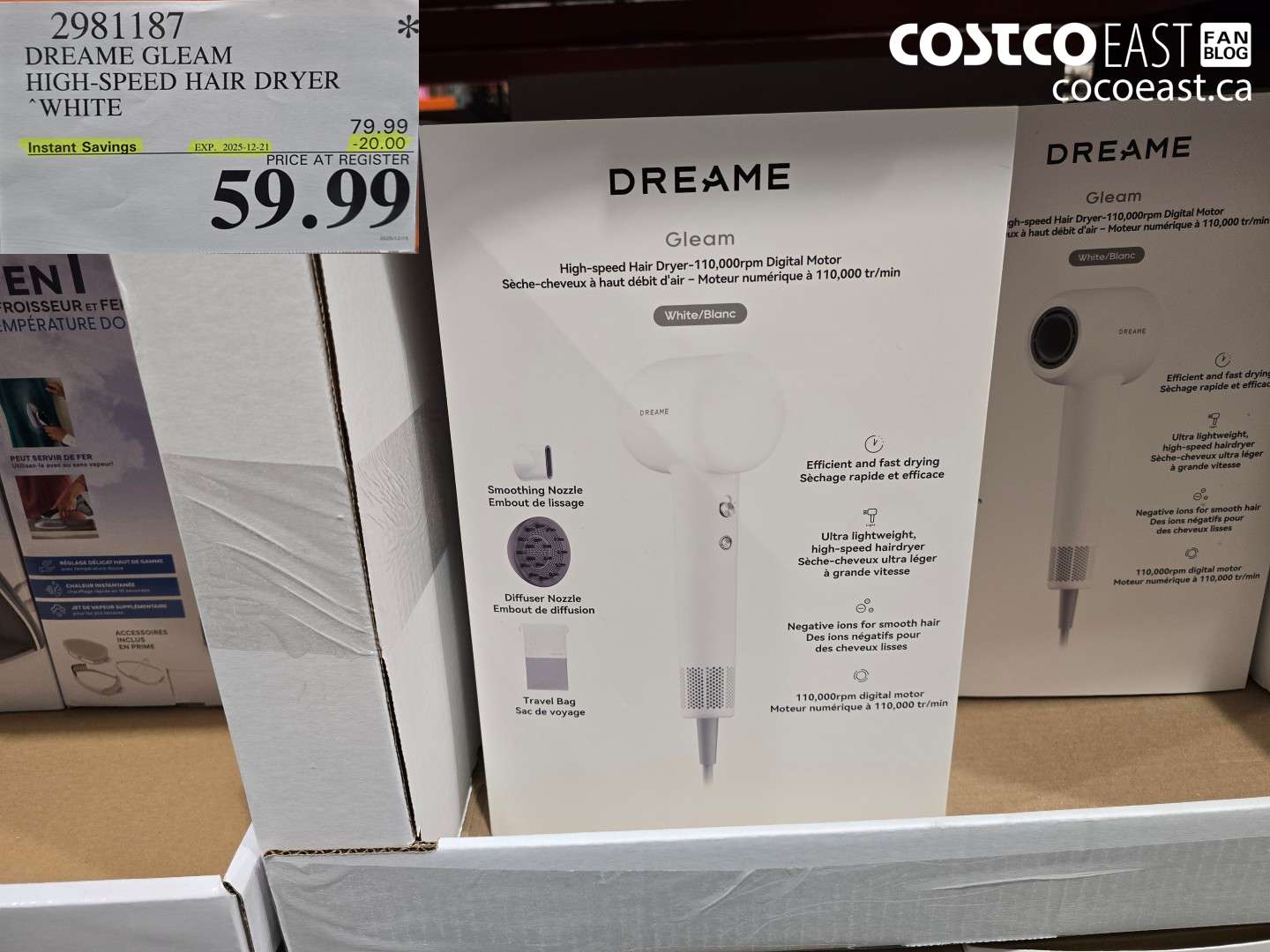 2981187 DREAME GLEAM HIGH-SPEED HAIR DRYER WHITE ($20.00 INSTANT SAVINGS EXPIRES ON 2025-12-21) $59.99