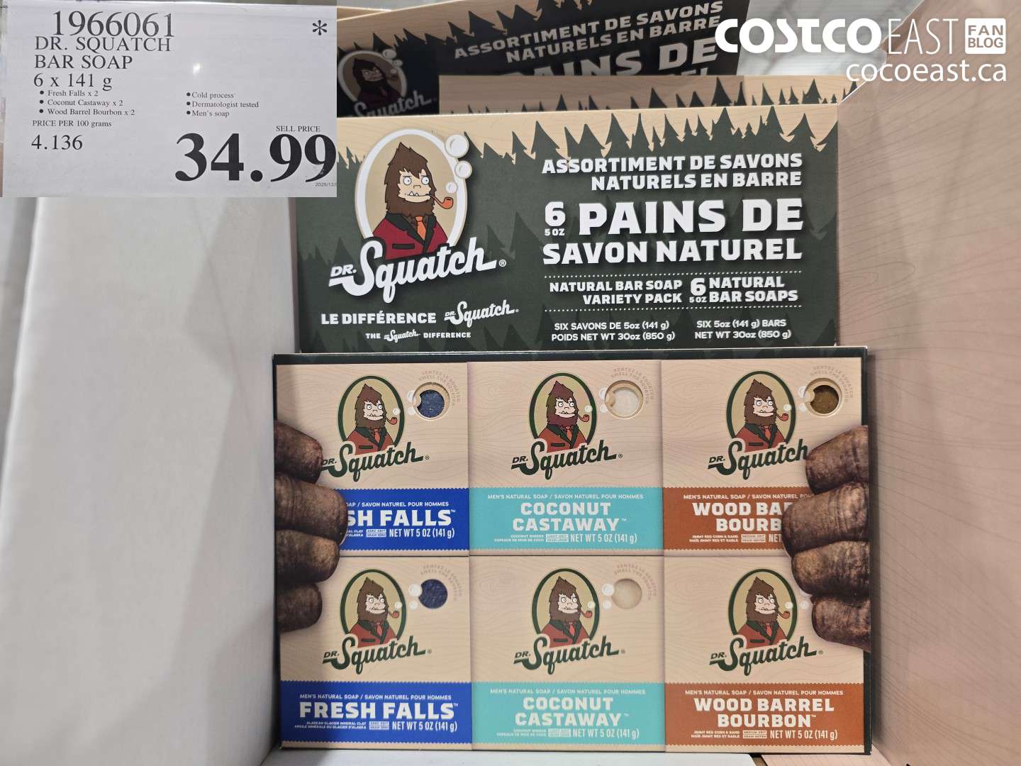 1966061 DR. SQUATCH BAR SOAP 6 x 141 G $34.99