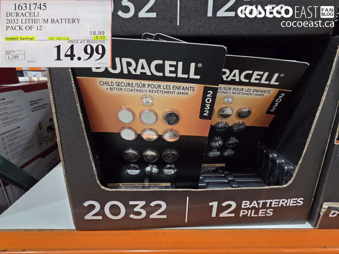 1631745 DURACELL 2032 LITHIUM BATTERY PACK OF 12 ($4.00 INSTANT SAVINGS EXPIRES ON 2025-12-28) $14.99