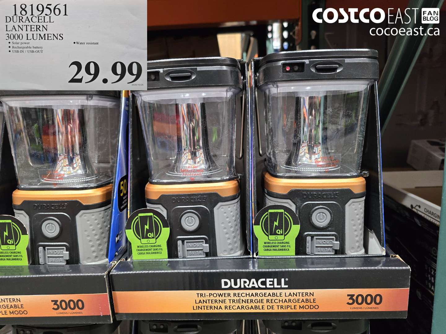 1819561 DURACELL LANTERN 3000 LUMEN $29.99