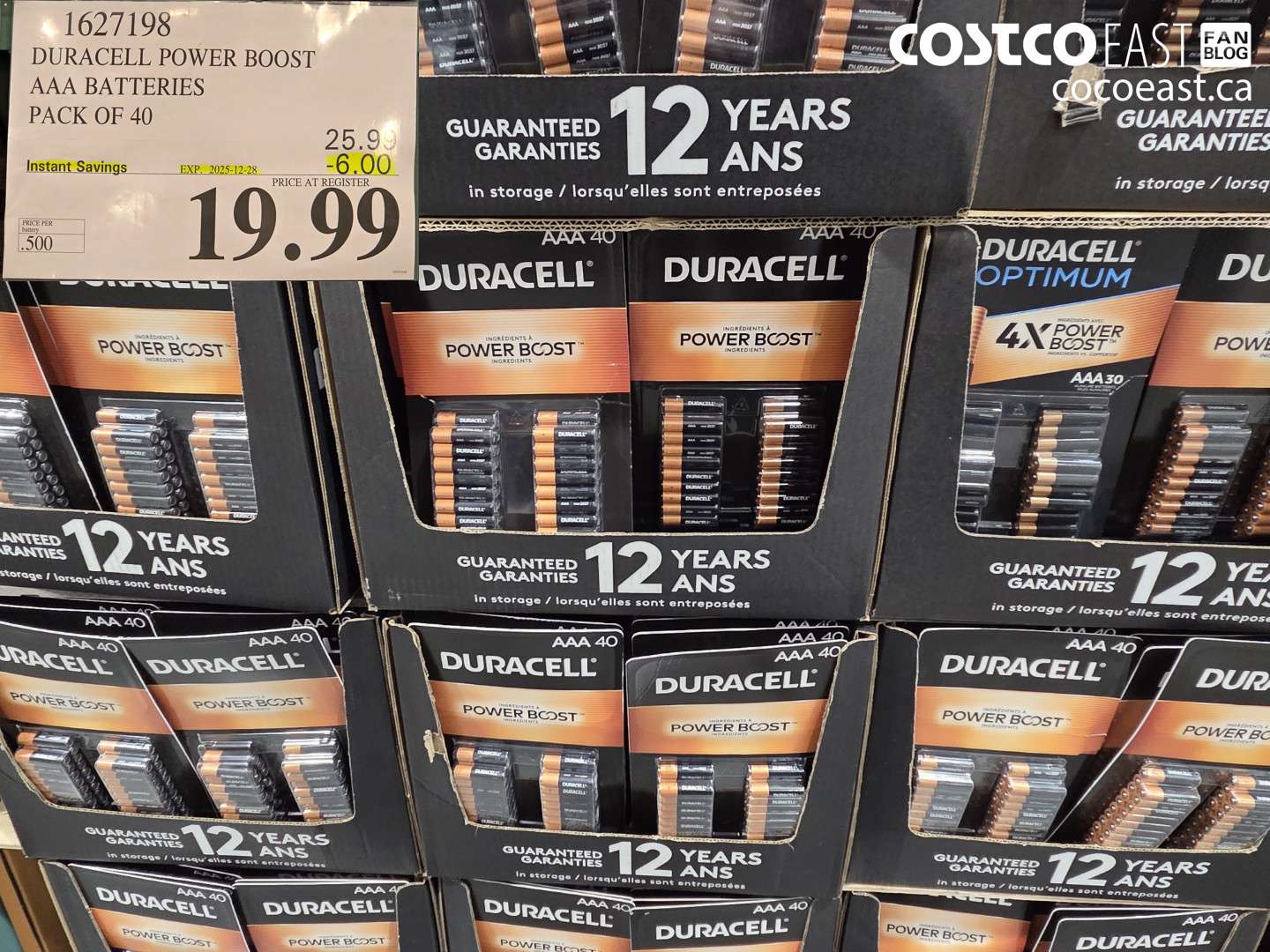 1627198 DURACELL POWER BOOST AAA BATTERIES PACK OF 40 ($6.00 INSTANT SAVINGS EXPIRES ON 2025-12-28) $19.99