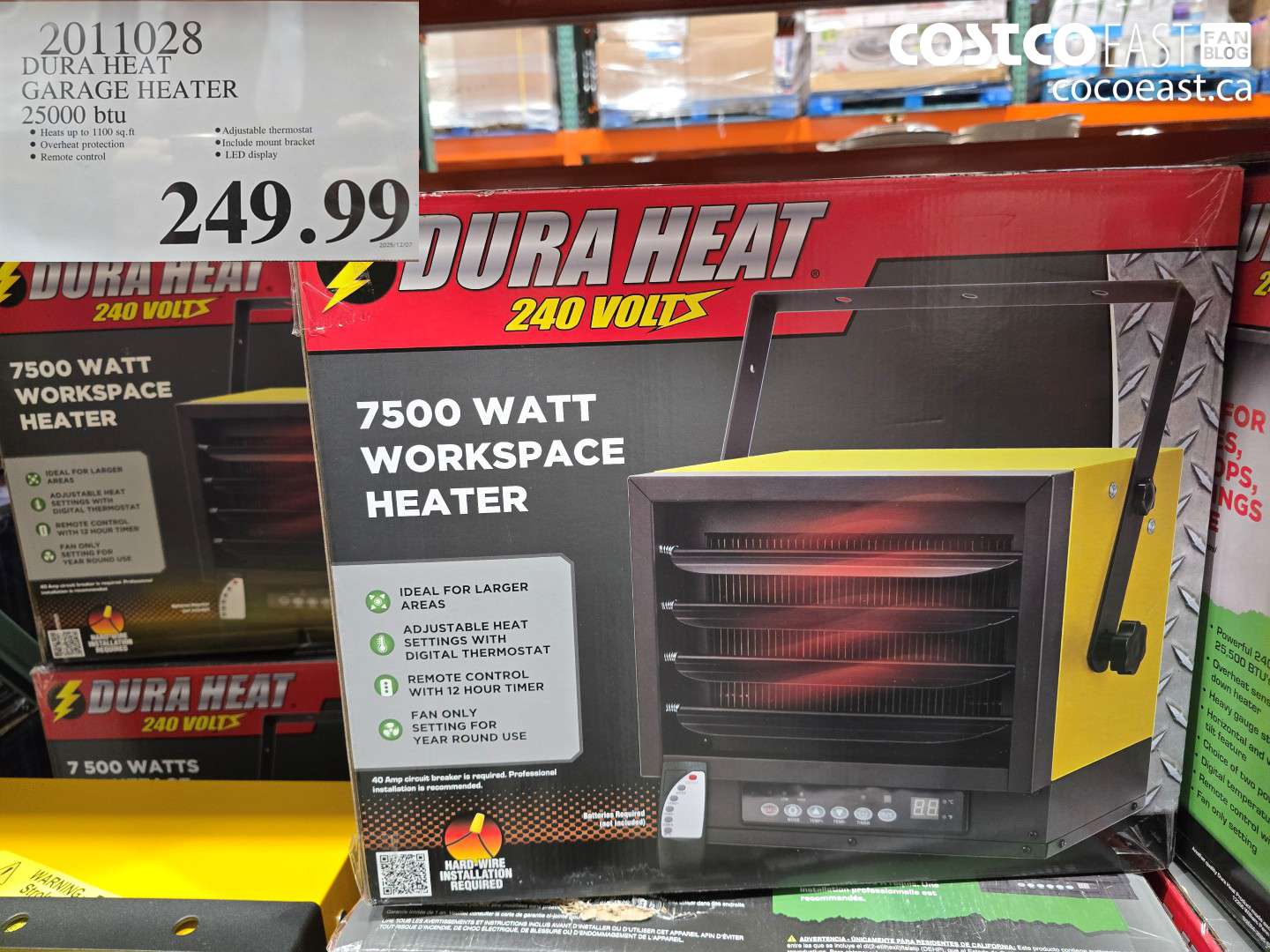 2011028 DURA HEAT GARAGE HEATER 25000 btu $249.99