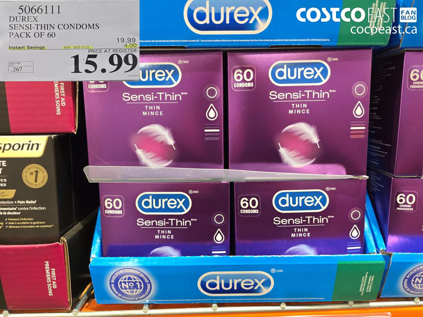 5066111 DUREX SENSI-THIN CONDOMS BOX OF 60 ($4.00 INSTANT SAVINGS EXPIRES ON 2025-12-21) $15.99