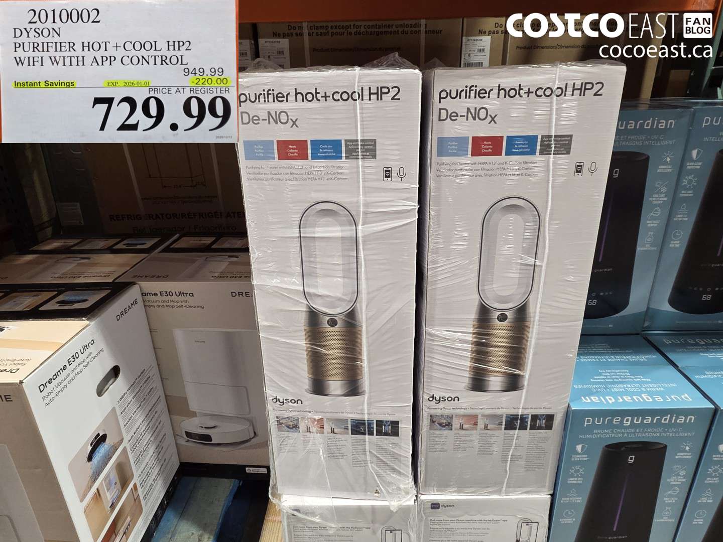 2010002 DYSON PURIFIER HOT+COOL HP2 WIFI WITH APP CONTROL ($220.00 INSTANT SAVINGS EXPIRES ON 2026-01-01) $729.99