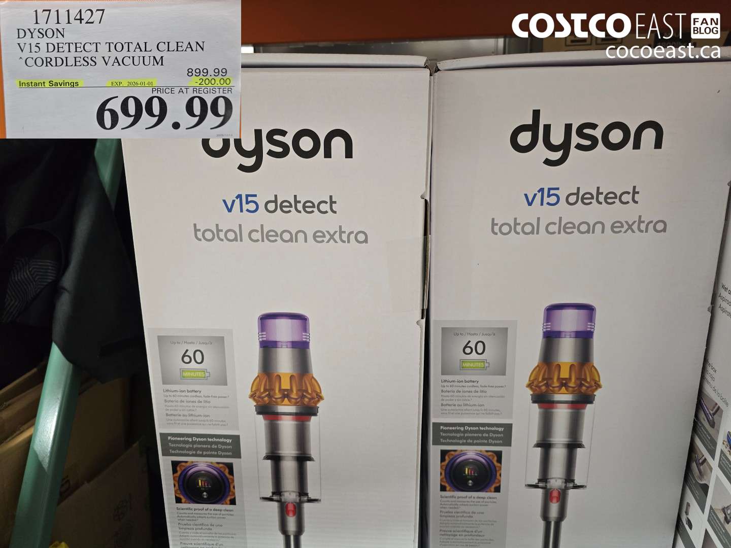 1711427 DYSON V15 DETECT TOTAL CLEAN CORDLESS VACUUM ($200.00 INSTANT SAVINGS EXPIRES ON 2026-01-01) $699.99