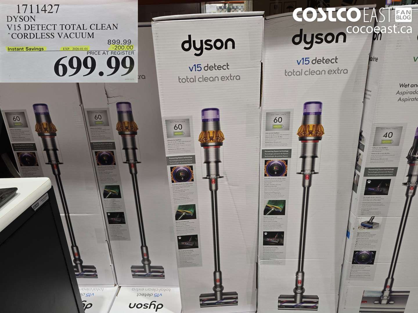 1711427 DYSON V15 DETECT TOTAL CLEAN CORDLESS VACUUM ($200.00 INSTANT SAVINGS EXPIRES ON 2026-01-01) $699.99