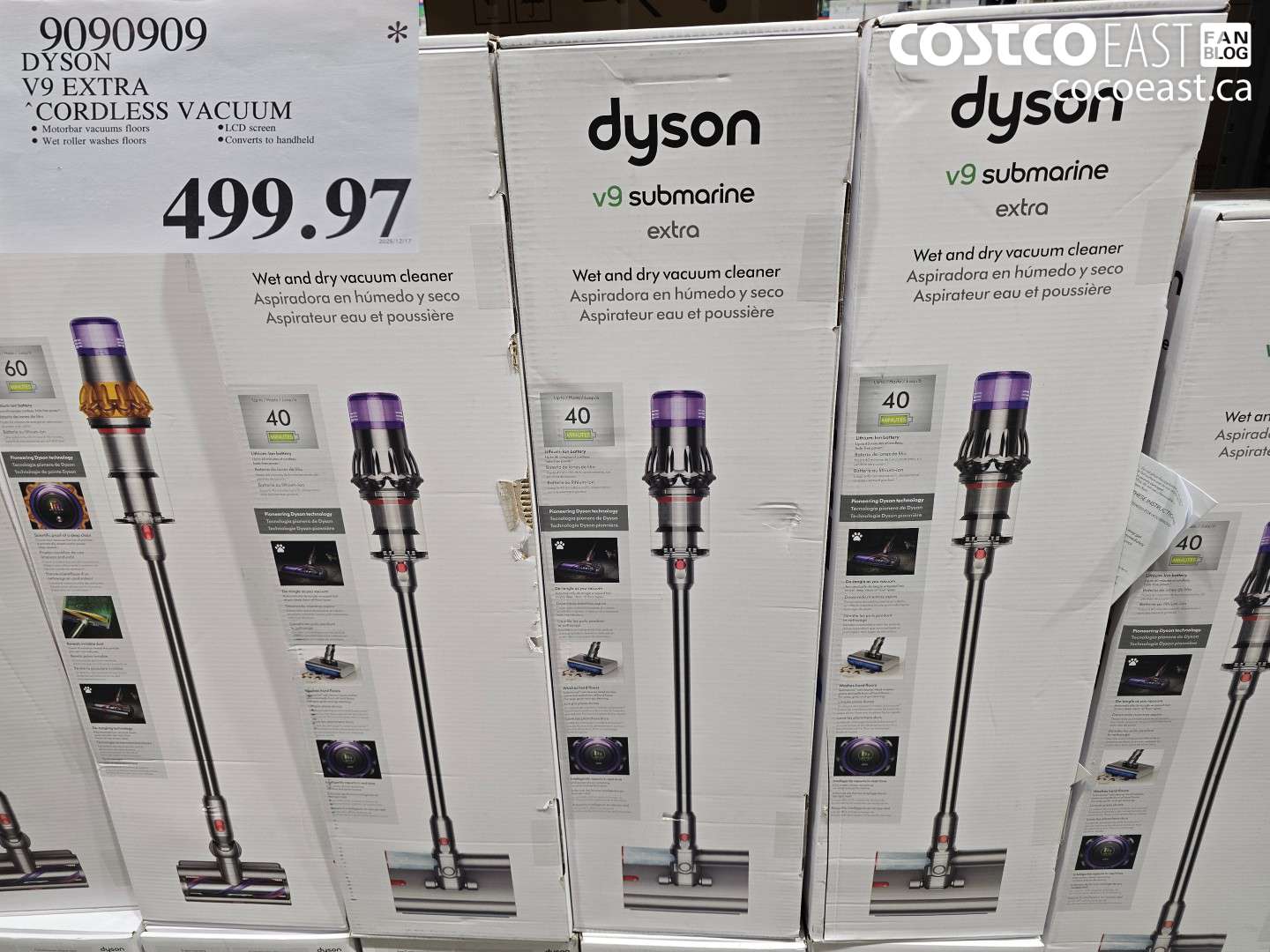 9090909 DYSON V9 EXTRA CORDLESS VACUUM $499.97