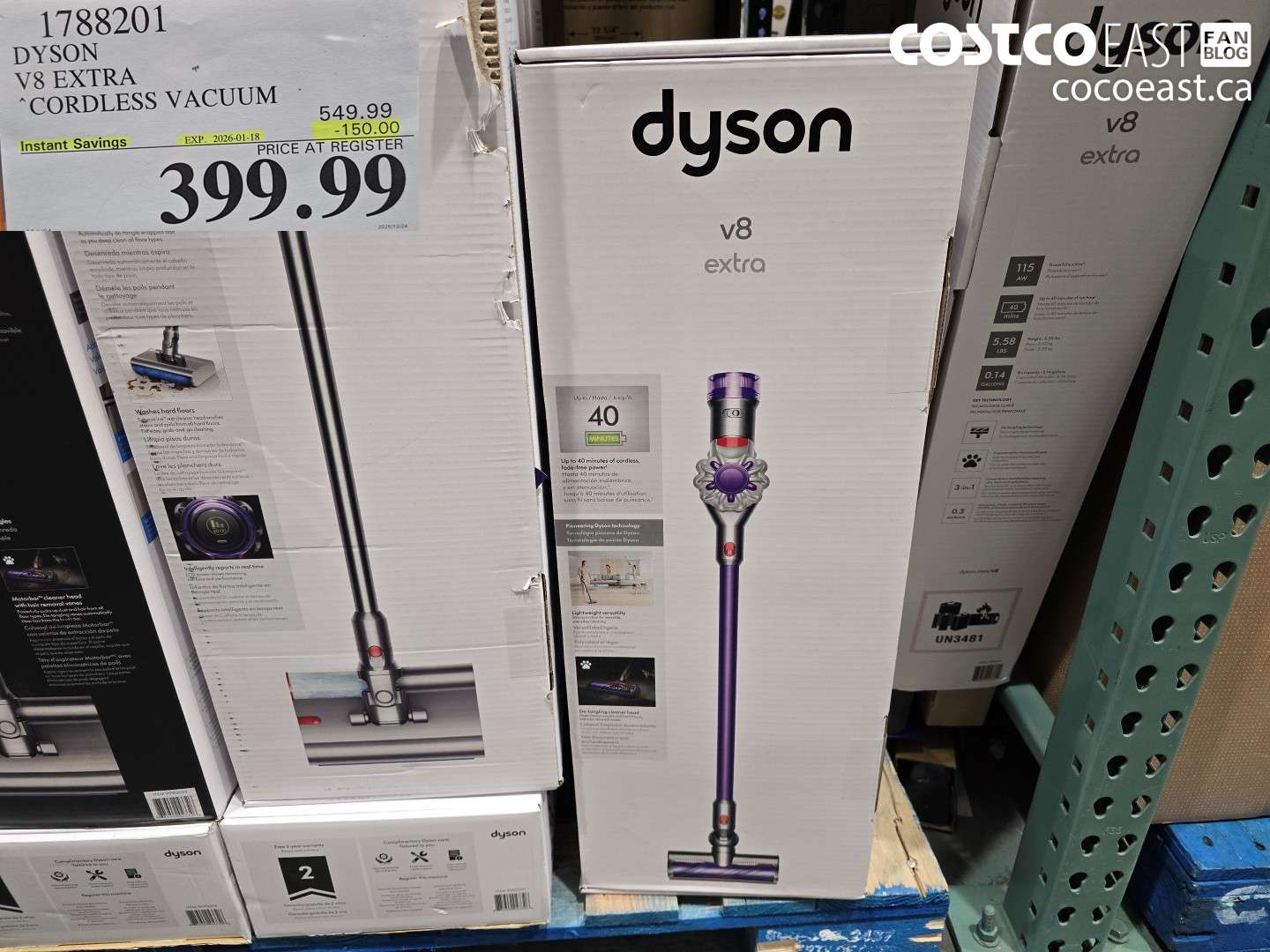 1788201 Dyson V8 EXTRA CORDLESS VACUUM ($150.00 INSTANT SAVINGS EXPIRES ON 2026-01-18) $399.99