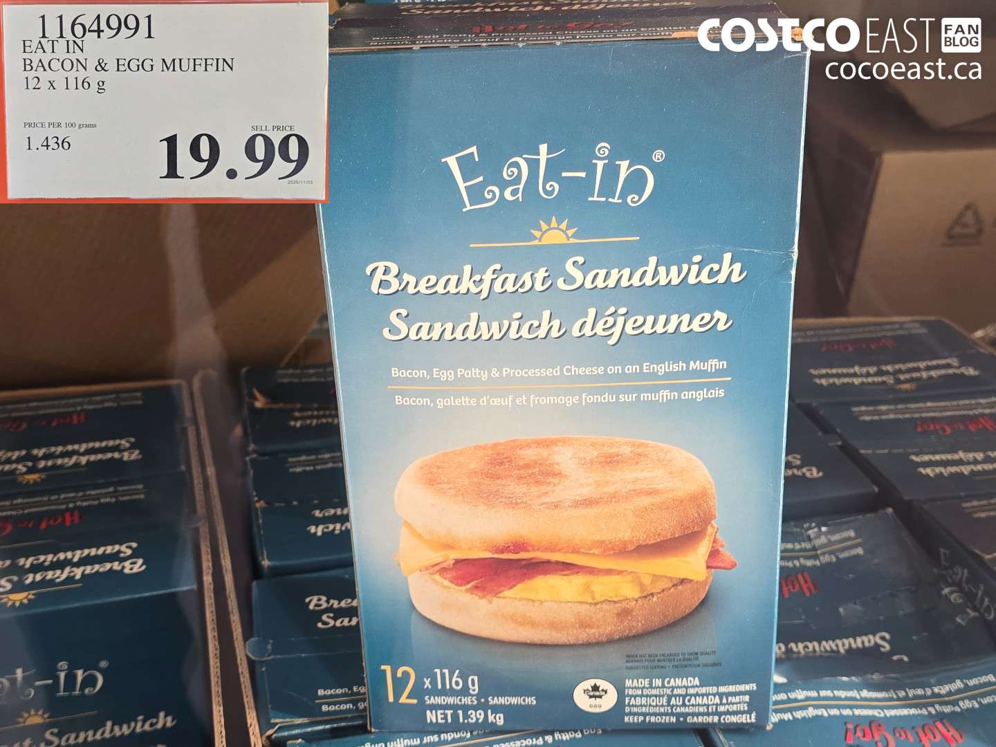 1164991 EAT IN BACON & EGG MUFFIN 12 X 116 G $19.99