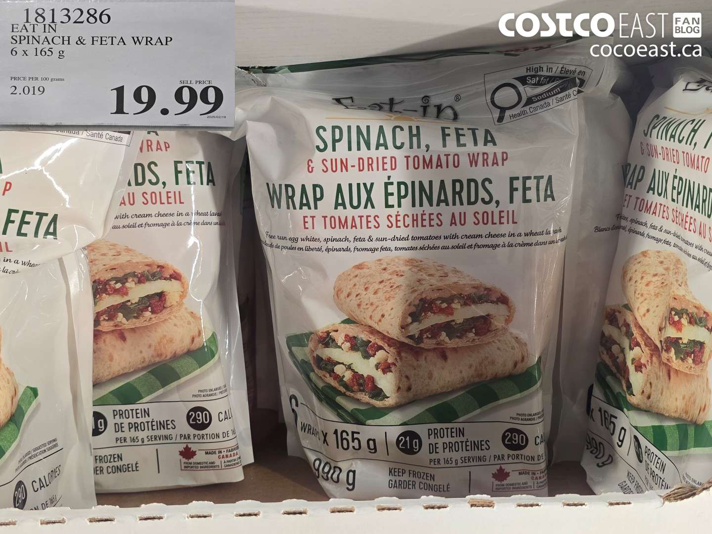 1813286 EAT IN SPINACH & FETA WRAP 6 x 165 G $19.99