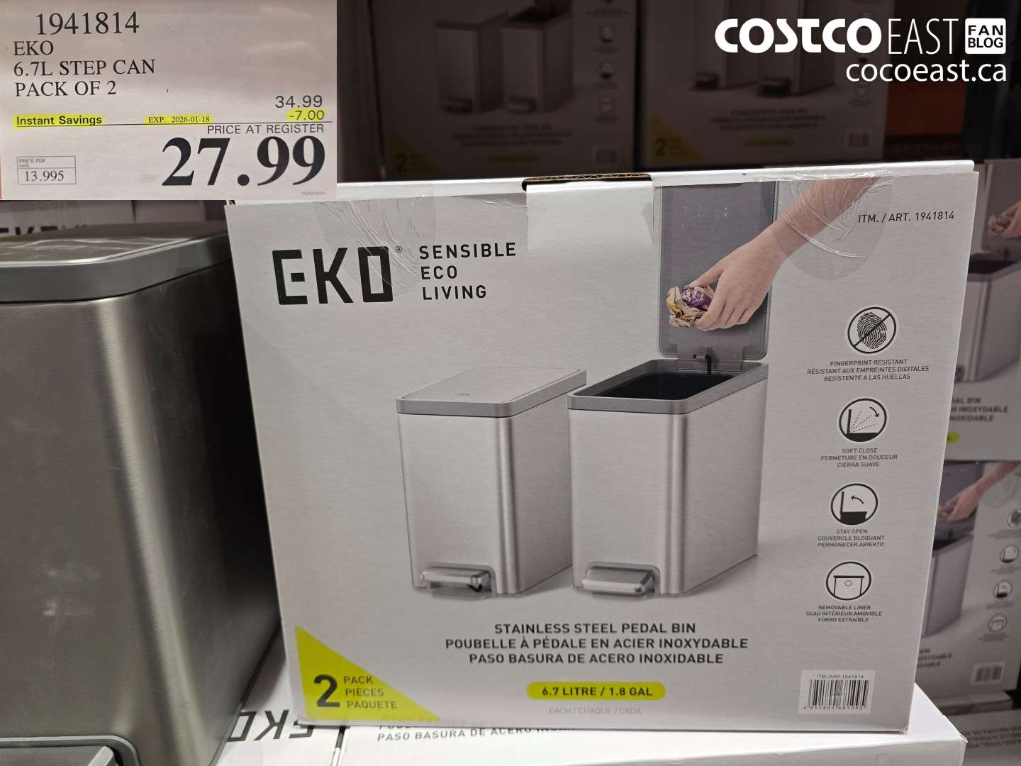 1941814 EKO 6.7L STEP CAN PACK OF 2 ($7.00 INSTANT SAVINGS EXPIRES ON 2025-01-18) $27.99