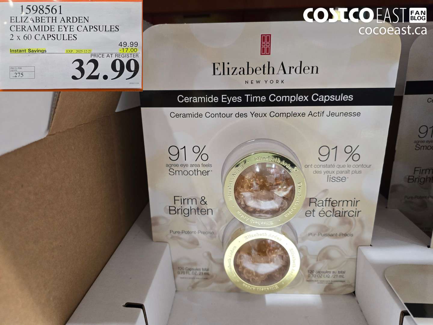 1598561 ELIZABETH ARDEN CERAMIDE EYE CAPSULES 2 x 60 CAPSULES ($17.00 INSTANT SAVINGS EXPIRES ON 2025-12-21) $32.99