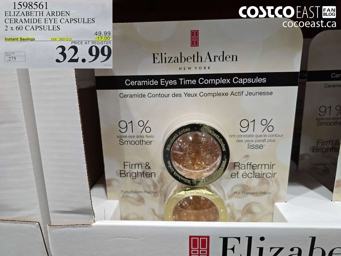 1598561 ELIZABETH ARDEN CERAMIDE EYE CAPSULES 2 x 60 CAPSULES ($17.00 INSTANT SAVINGS EXPIRES ON 2025-12-21) $32.99