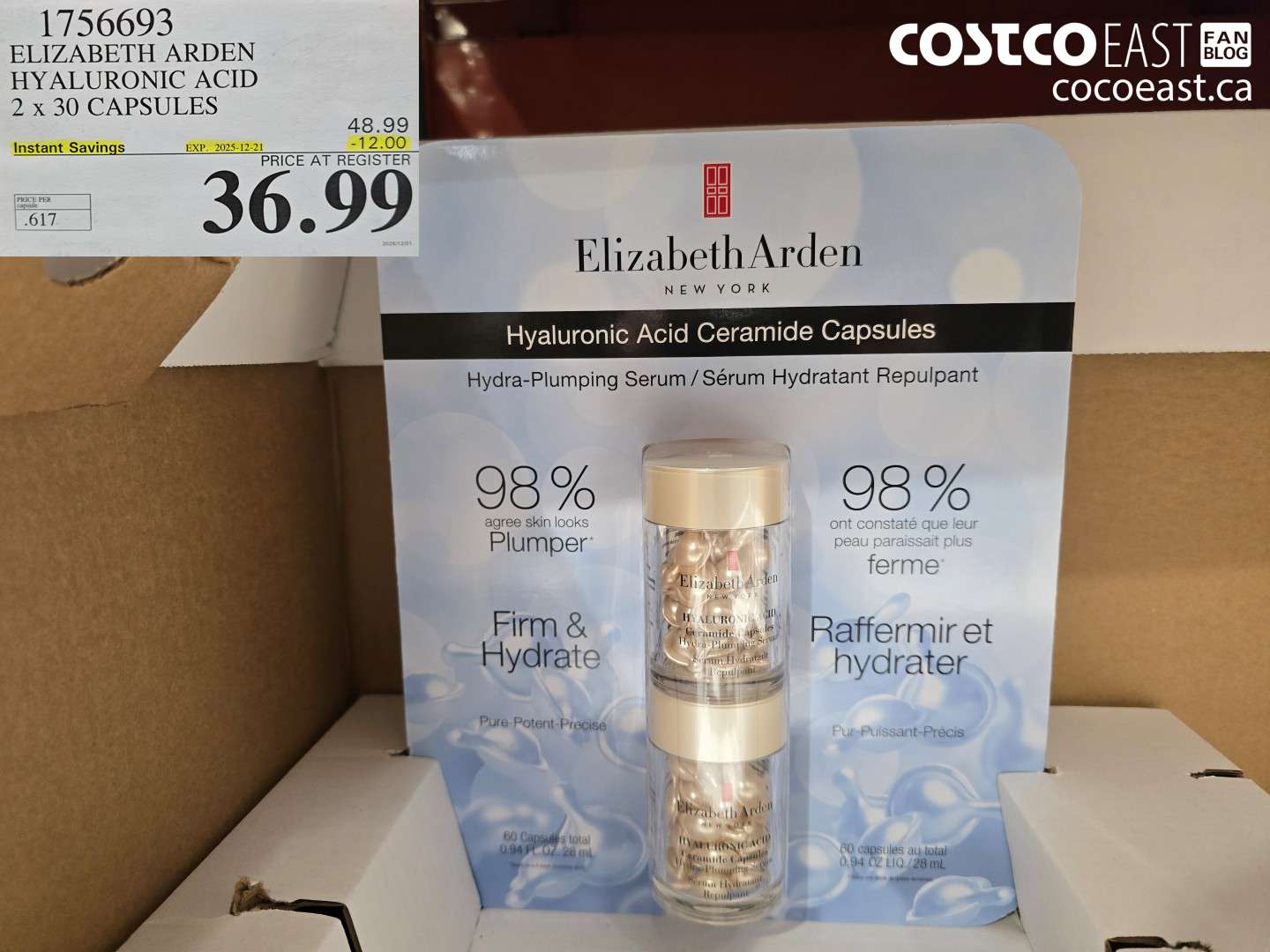 1756693 ELIZABETH ARDEN HYALURONIC ACID 2 x 30 CAPSULES ($12.00 INSTANT SAVINGS EXPIRES ON 2025-12-21) $36.99