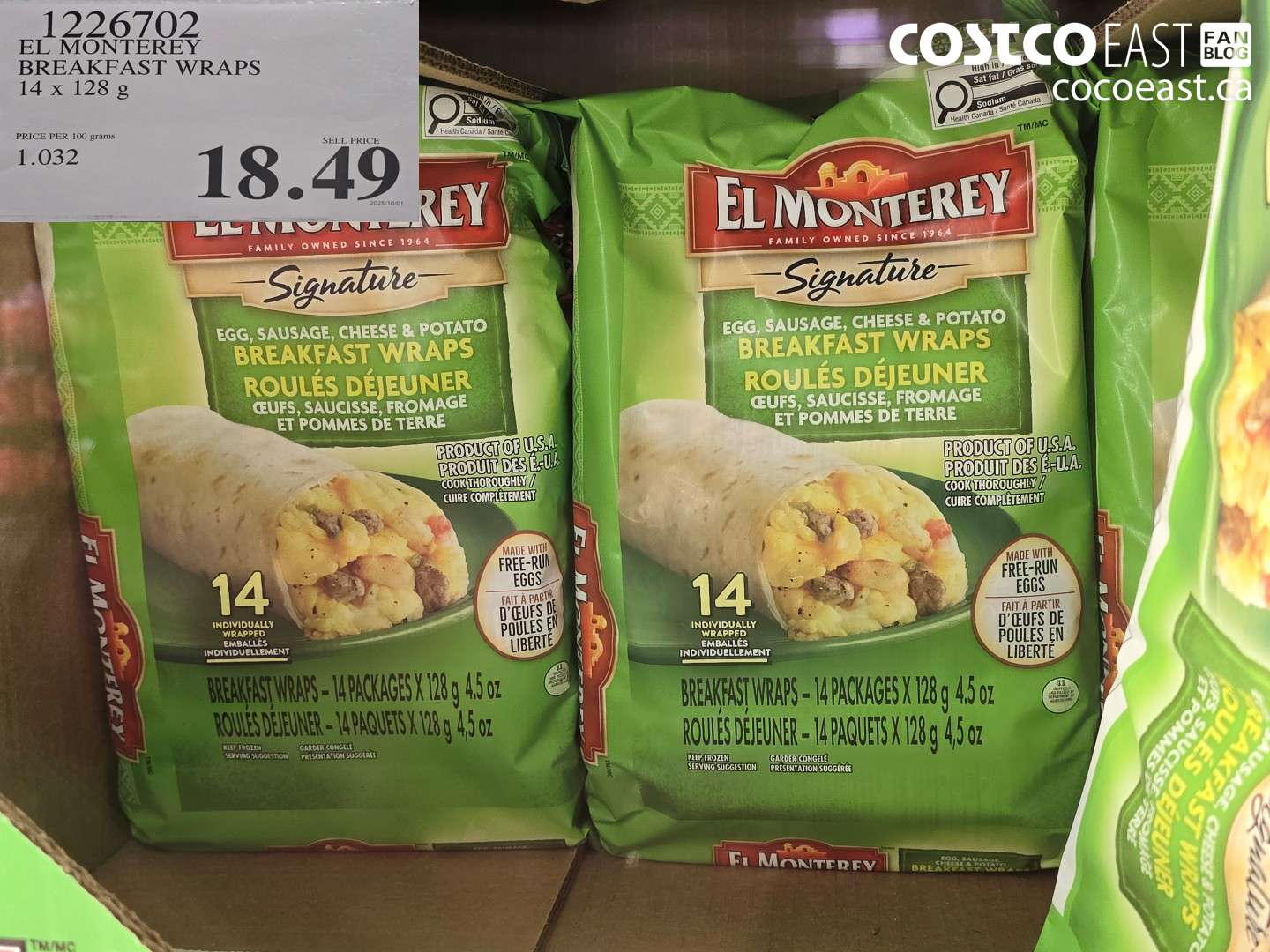 1226702 EL MONTEREY BREAKFAST WRAPS 14 x 128G $18.49