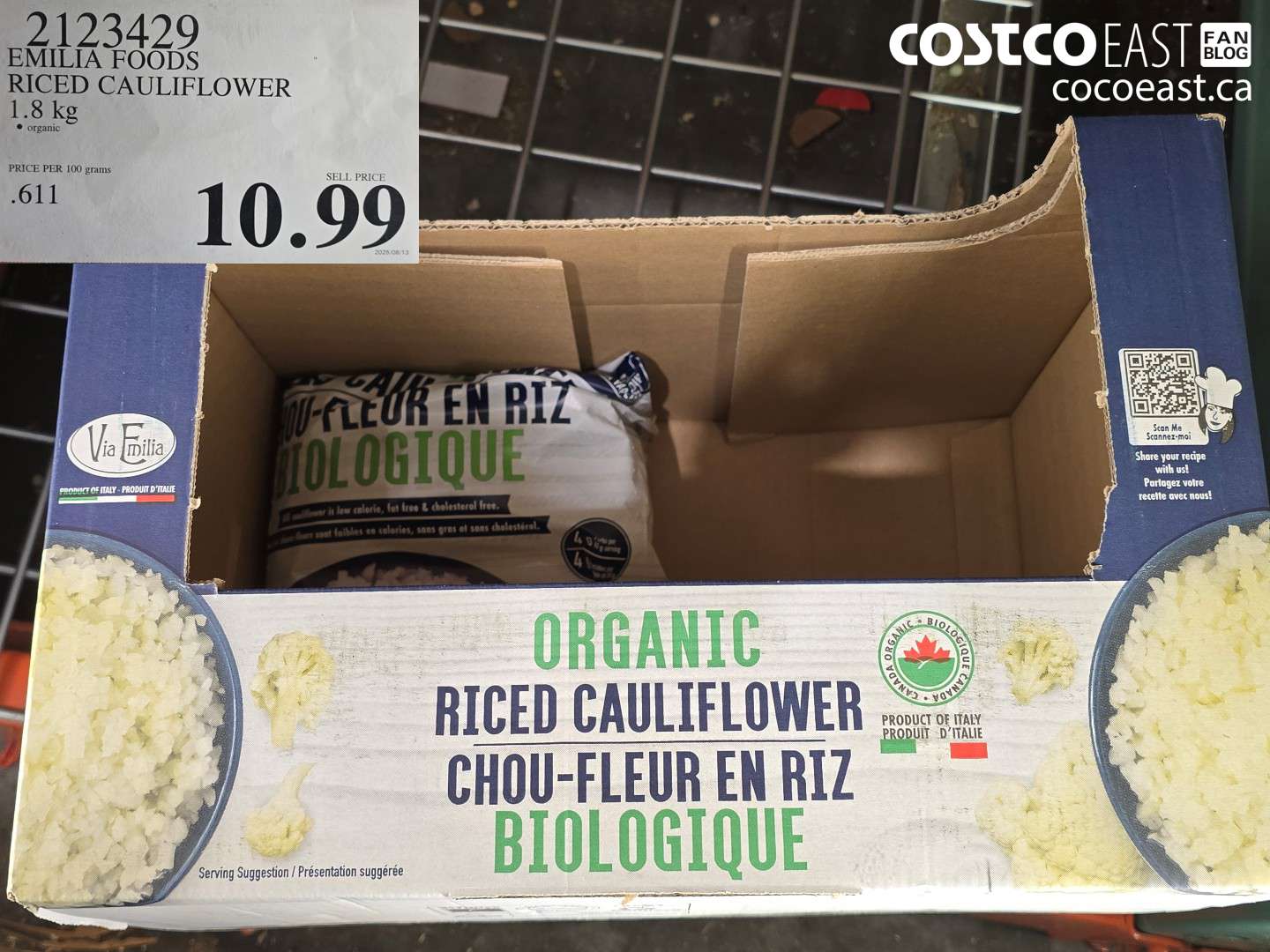 2123429 EMILIA FOODS RICED CAULIFLOWER 1.8 kg $10.99