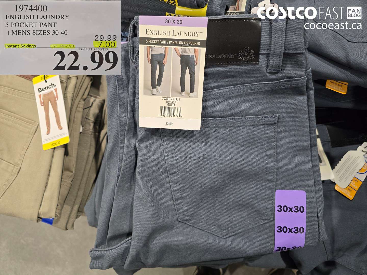 1974400 ENGLISH LAUNDRY 5 POCKET PANT +MENS SIZES 30-40 ($7.00 INSTANT SAVINGS EXPIRES ON 2025-12-21) $22.99