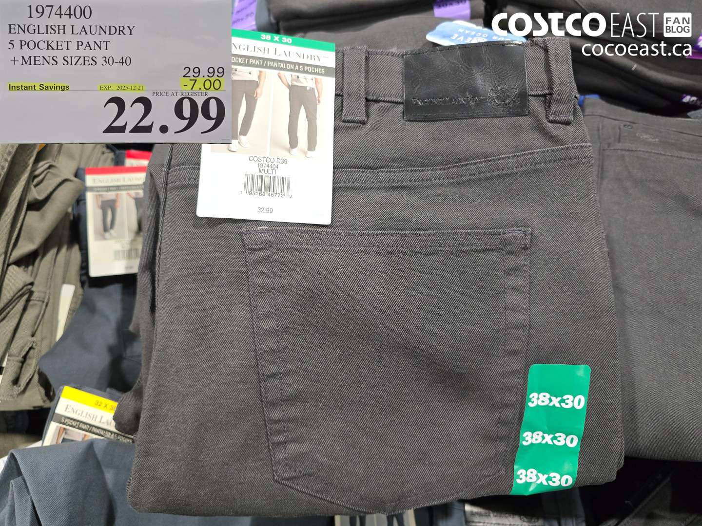 1974400 ENGLISH LAUNDRY 5 POCKET PANT +MENS SIZES 30-40 ($7.00 INSTANT SAVINGS EXPIRES ON 2025-12-21) $22.99