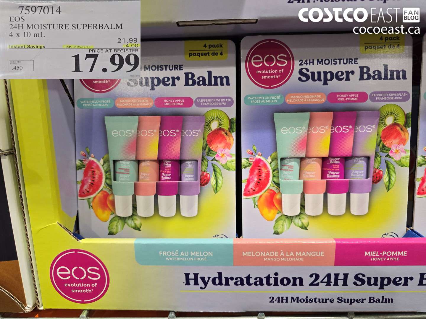 7597014 EOS 24H MOISTURE SUPERBALM 4 X 10 ML ($4.00 INSTANT SAVINGS EXPIRES ON 2025-12-21) $17.99