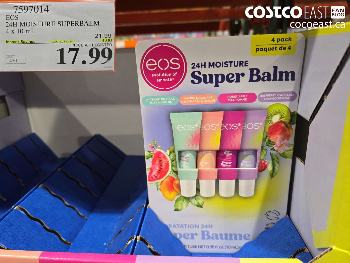 7597014 EOS 24H MOISTURE SUPERBALM 4 X 10 ML ($4.00 INSTANT SAVINGS EXPIRES ON 2025-12-21) $17.99