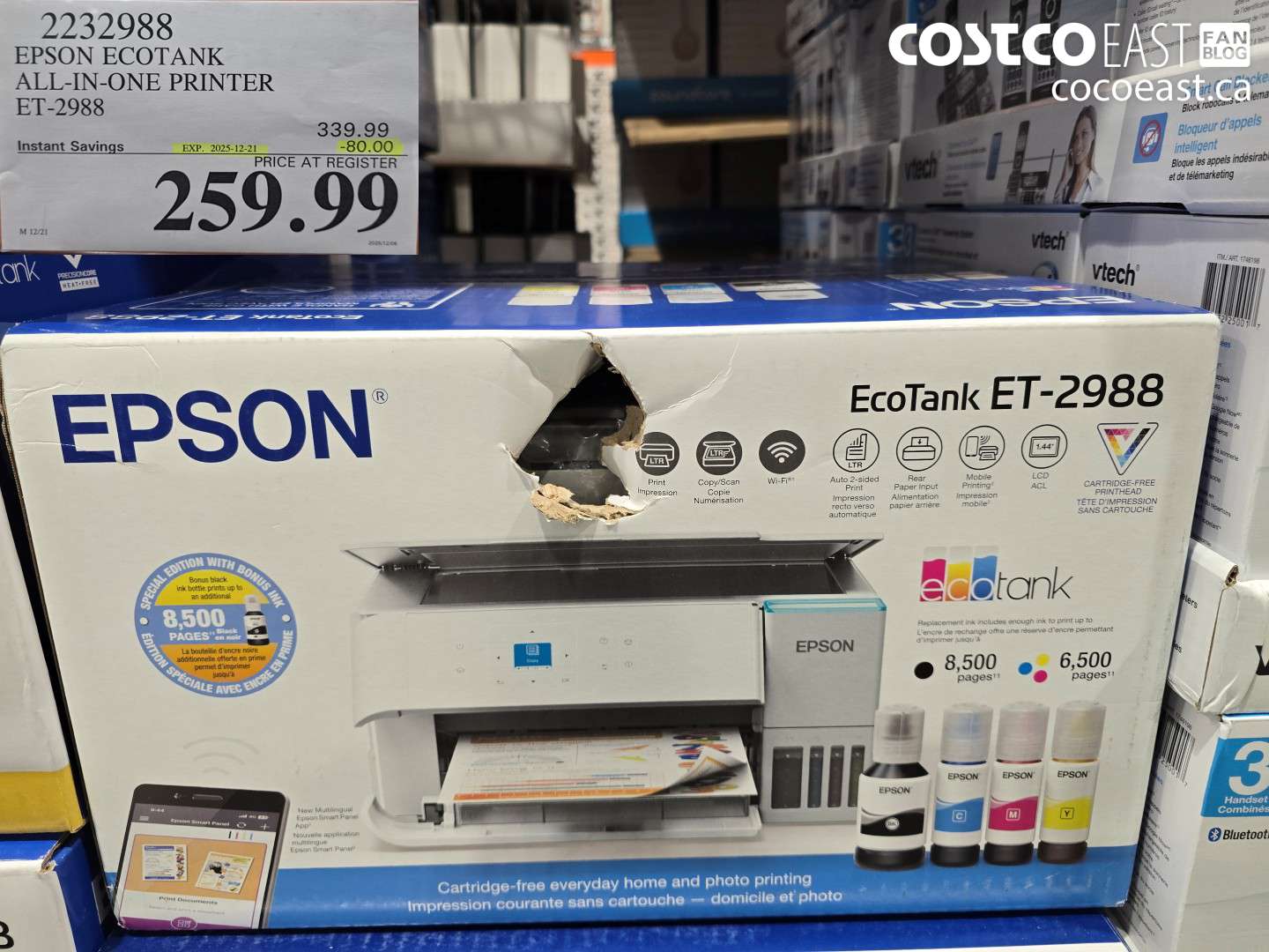 2232988 EPSON ECOTANK ALL IN ONE PRINTER ET-2988 ($80.00 INSTANT SAVINGS EXPIRES ON 2025-12-21) $259.99