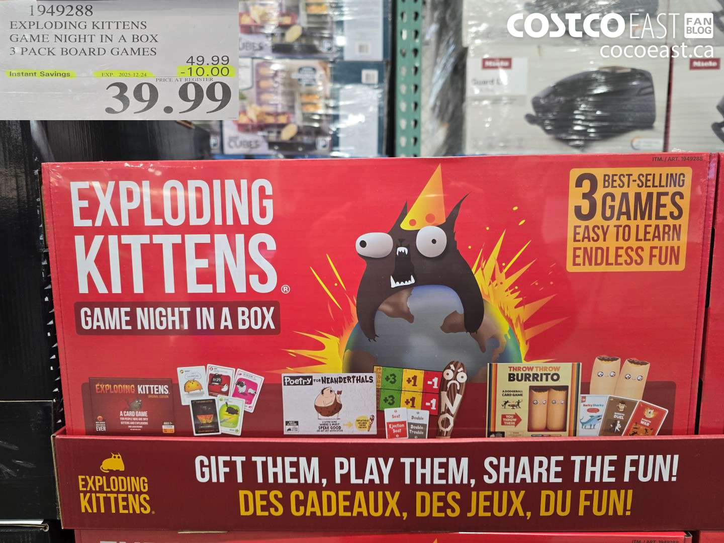 1949288 EXPLODING KITTENS GAME NIGHT IN A BOX 3 PACK BOARD GAMES ($10.00 INSTANT SAVINGS EXPIRES ON 2025-12-24) $39.99