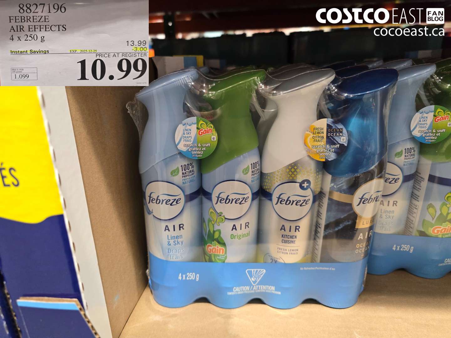 8827196 FEBREZE AIR EFFECTS 4 X 250 G ($3.00 INSTANT SAVINGS EXPIRES ON 2025-12-25) $10.99