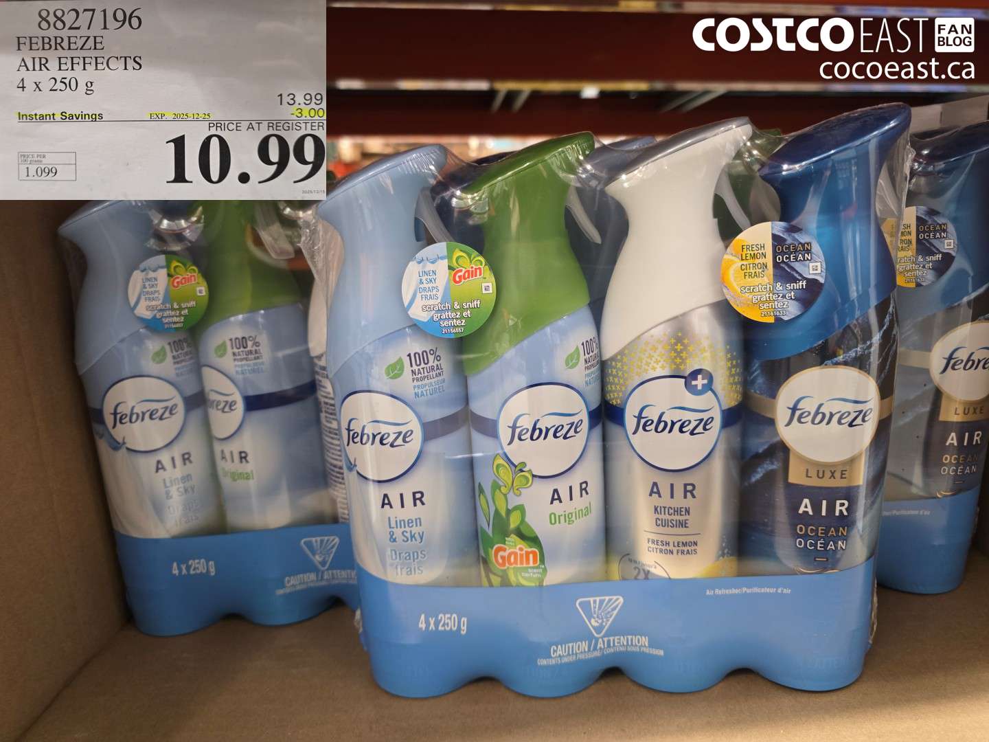 8827196 FEBREZE AIR EFFECTS 4 X 250 G ($3.00 INSTANT SAVINGS EXPIRES ON 2025-12-25) $10.99