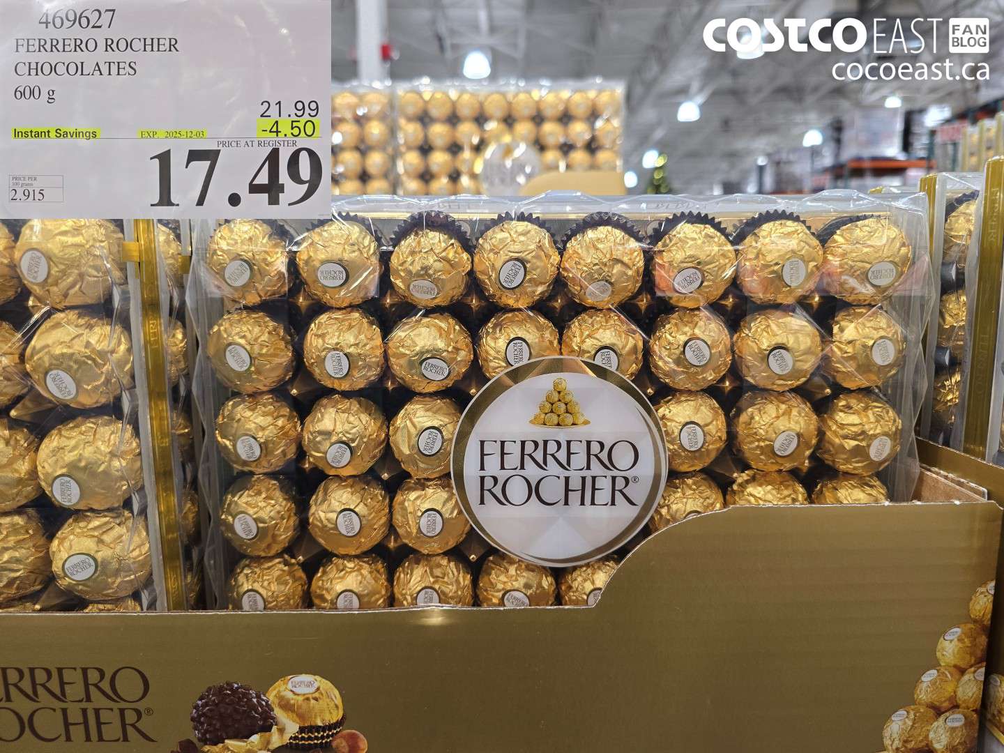 469627 FERRERO ROCHER CHOCOLATES 600 G ($4.50 INSTANT SAVINGS EXPIRES ON 2025-12-03) $17.49