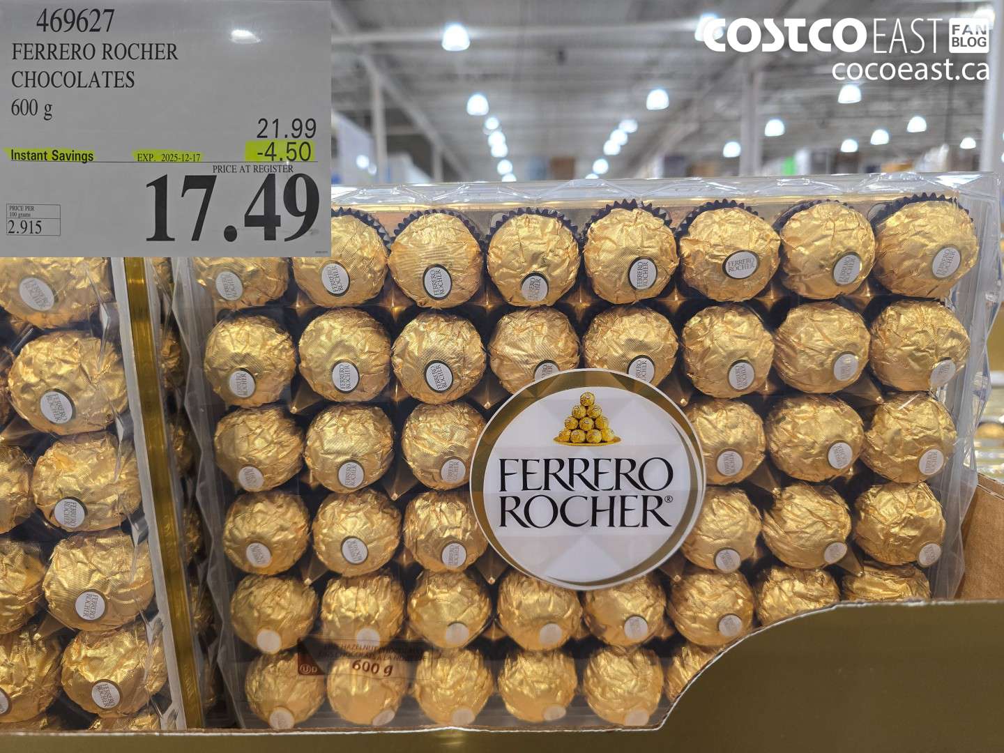 469627 FERRERO ROCHER CHOCOLATES 600 G ($4.50 INSTANT SAVINGS EXPIRES ON 2025-12-17) $17.49