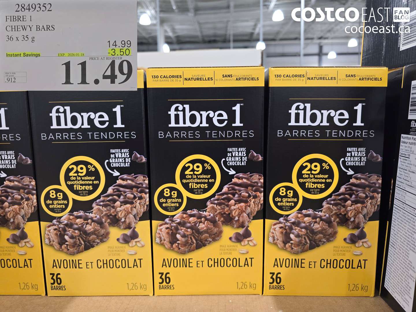 2849352 FIBRE 1 CHEWY BARS 36 x 35 G ($3.50 INSTANT SAVINGS EXPIRES ON 2026-01-18) $11.49
