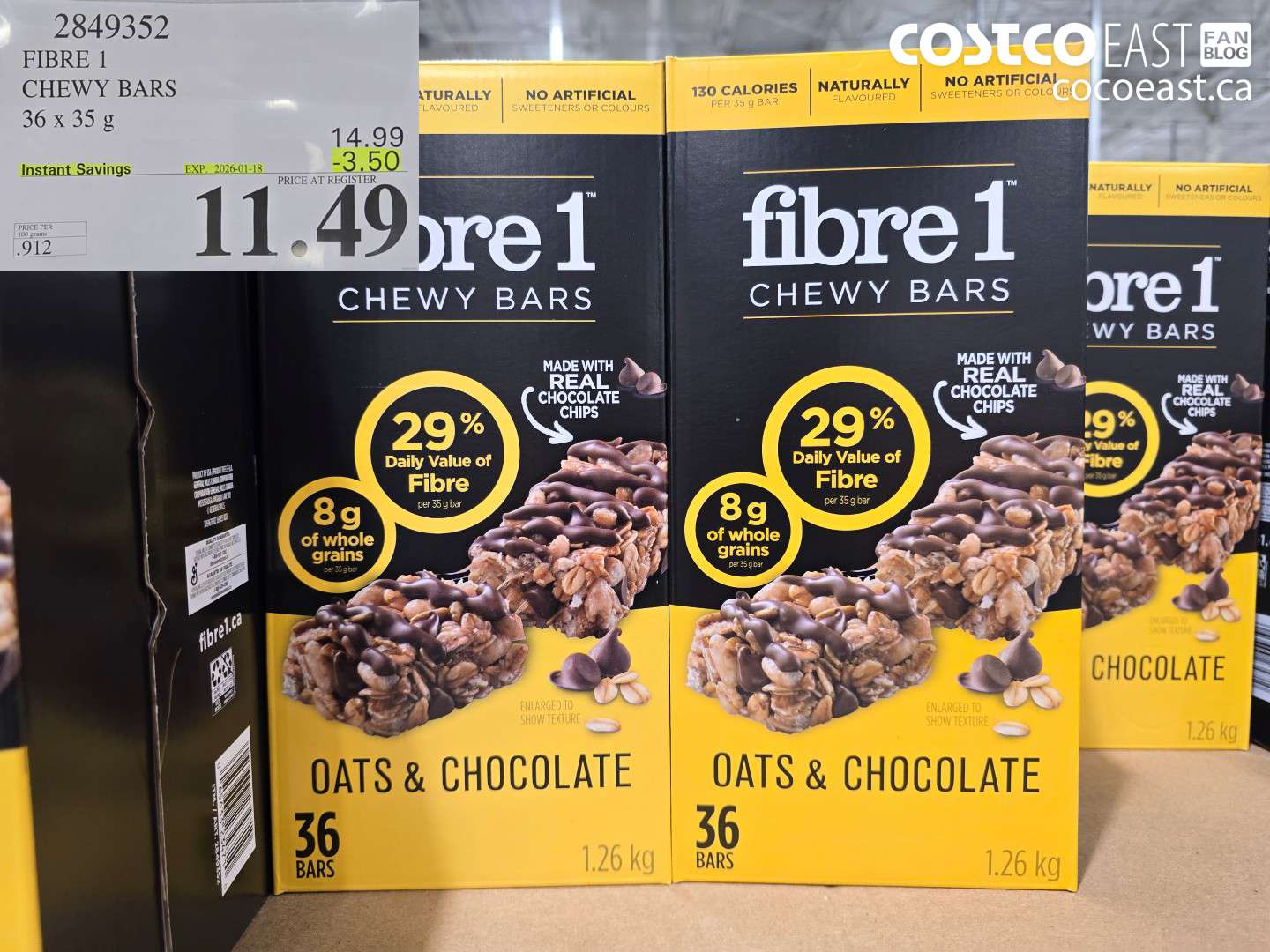 2849352 FIBRE 1 CHEWY BARS 36 x 35 G ($3.50 INSTANT SAVINGS EXPIRES ON 2026-01-18) $11.49