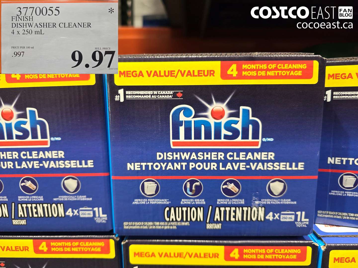 3770055 FINISH DISHWASHER CLEANER 4 x 250 mL $9.97