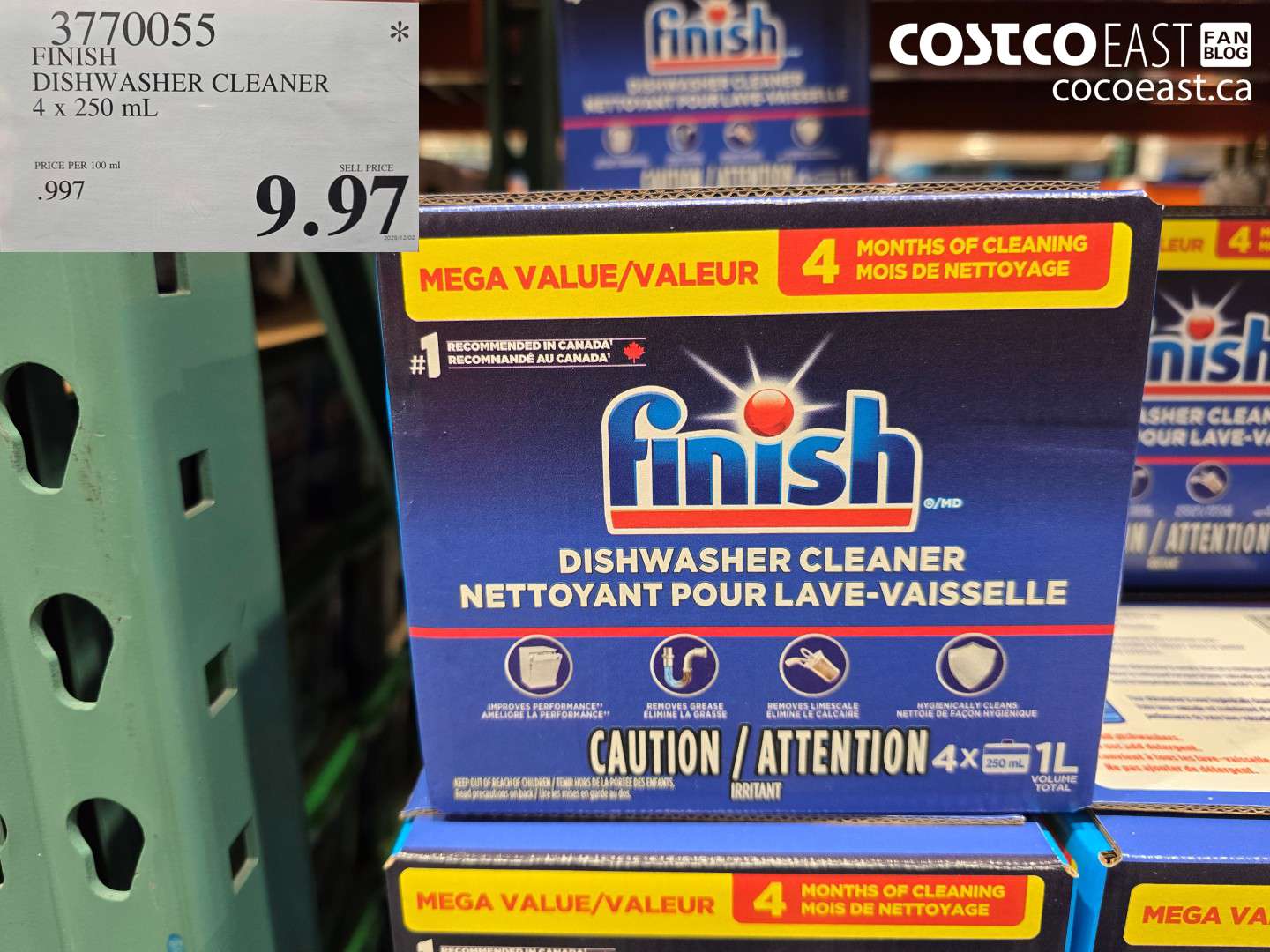 3770055 FINISH DISHWASHER CLEANER 4 x 250 mL $9.97