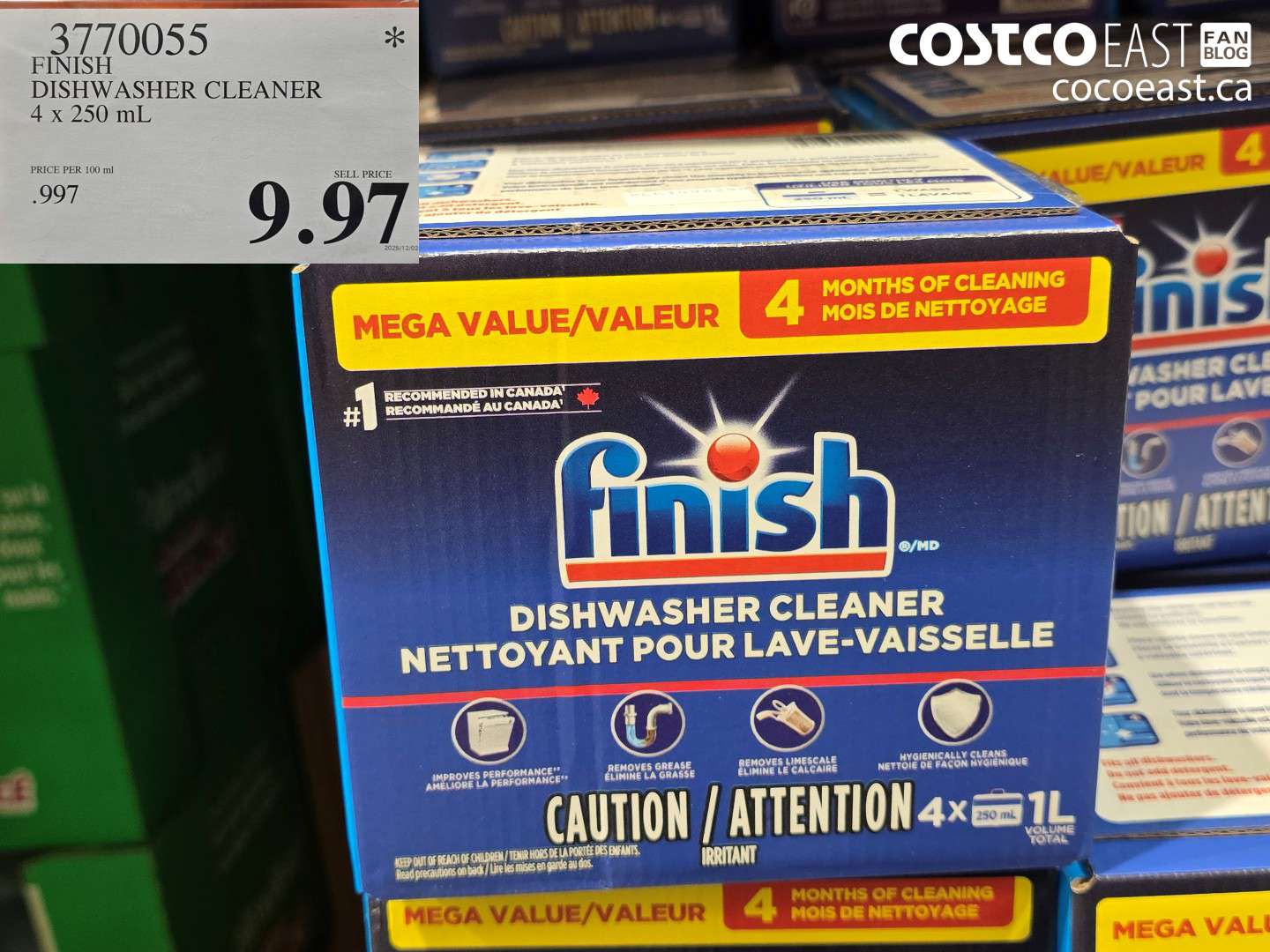 3770055 FINISH DISHWASHER CLEANER 4 x 250 mL $9.97
